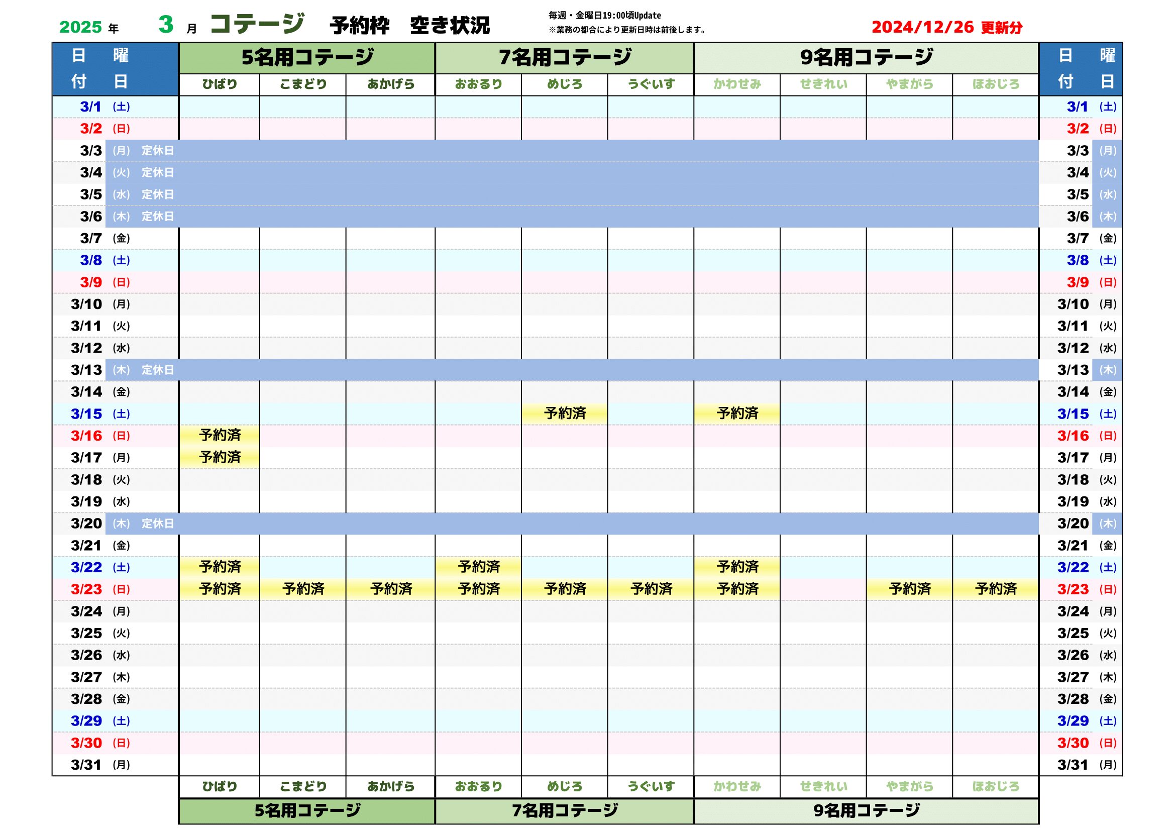 予約状況