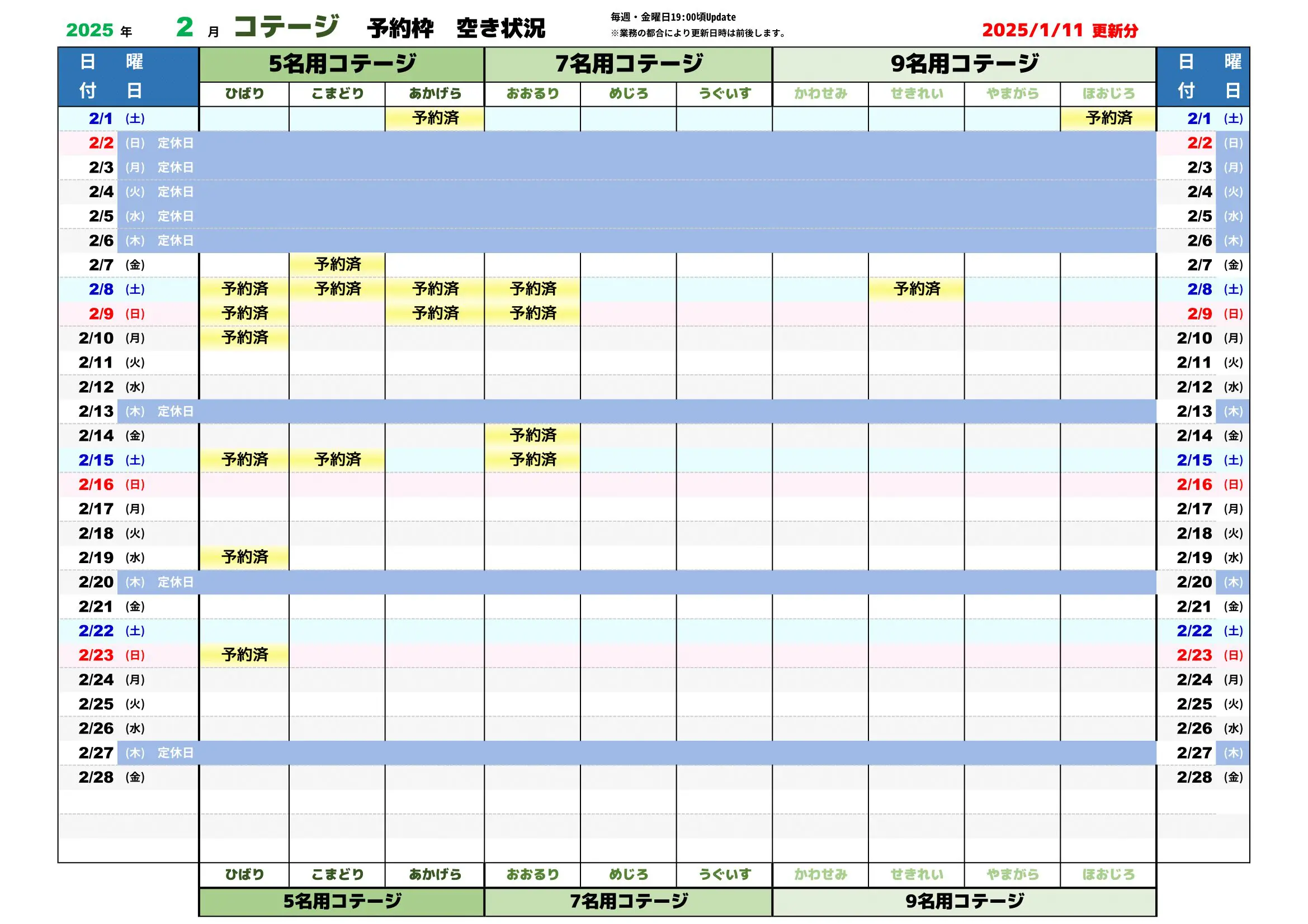 reservation list