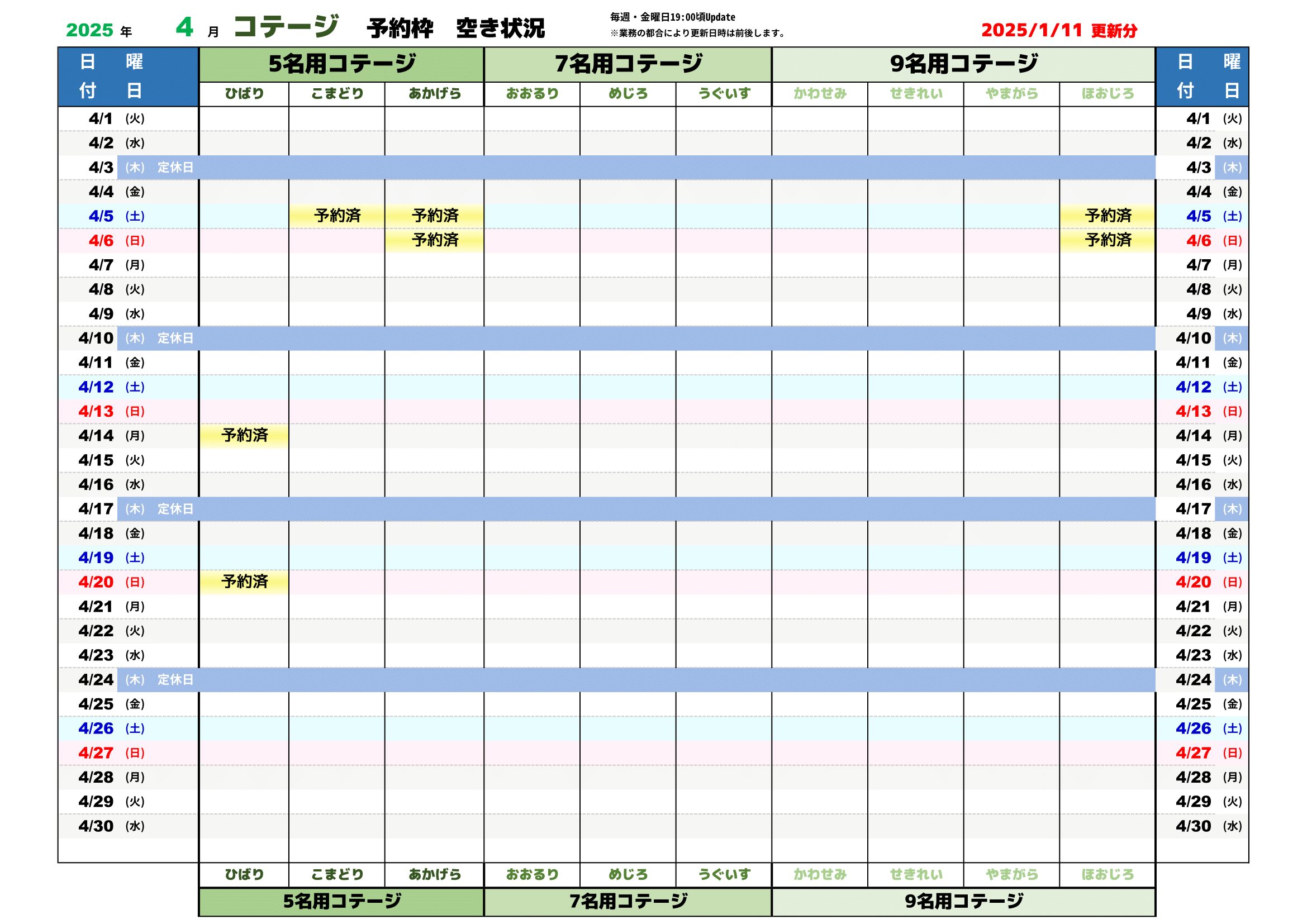 reservation list