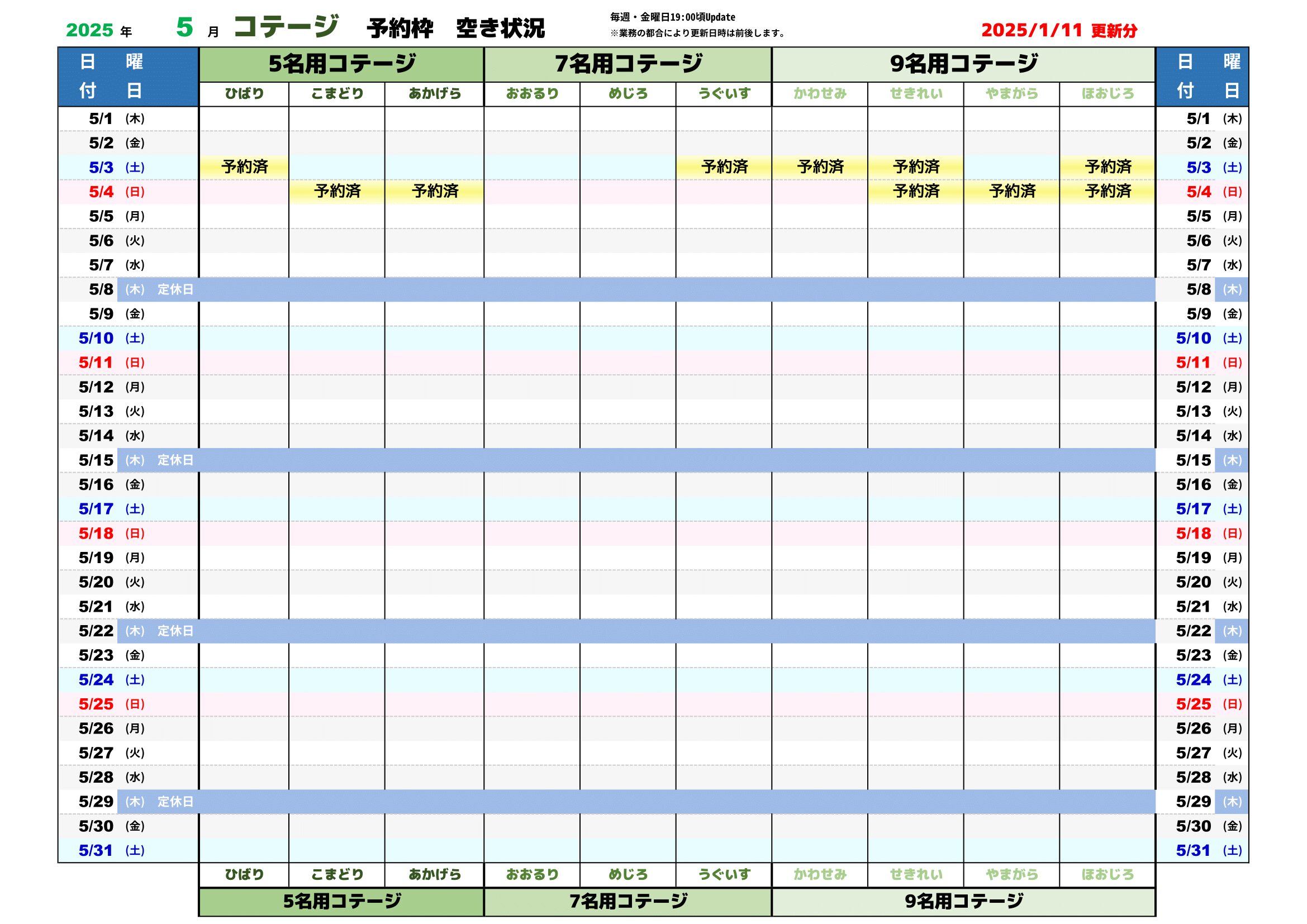 reservation list