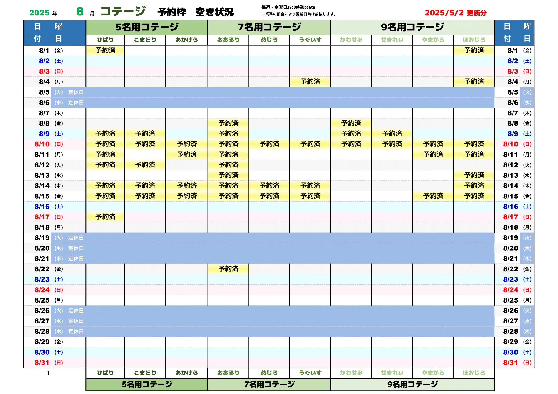 予約状況