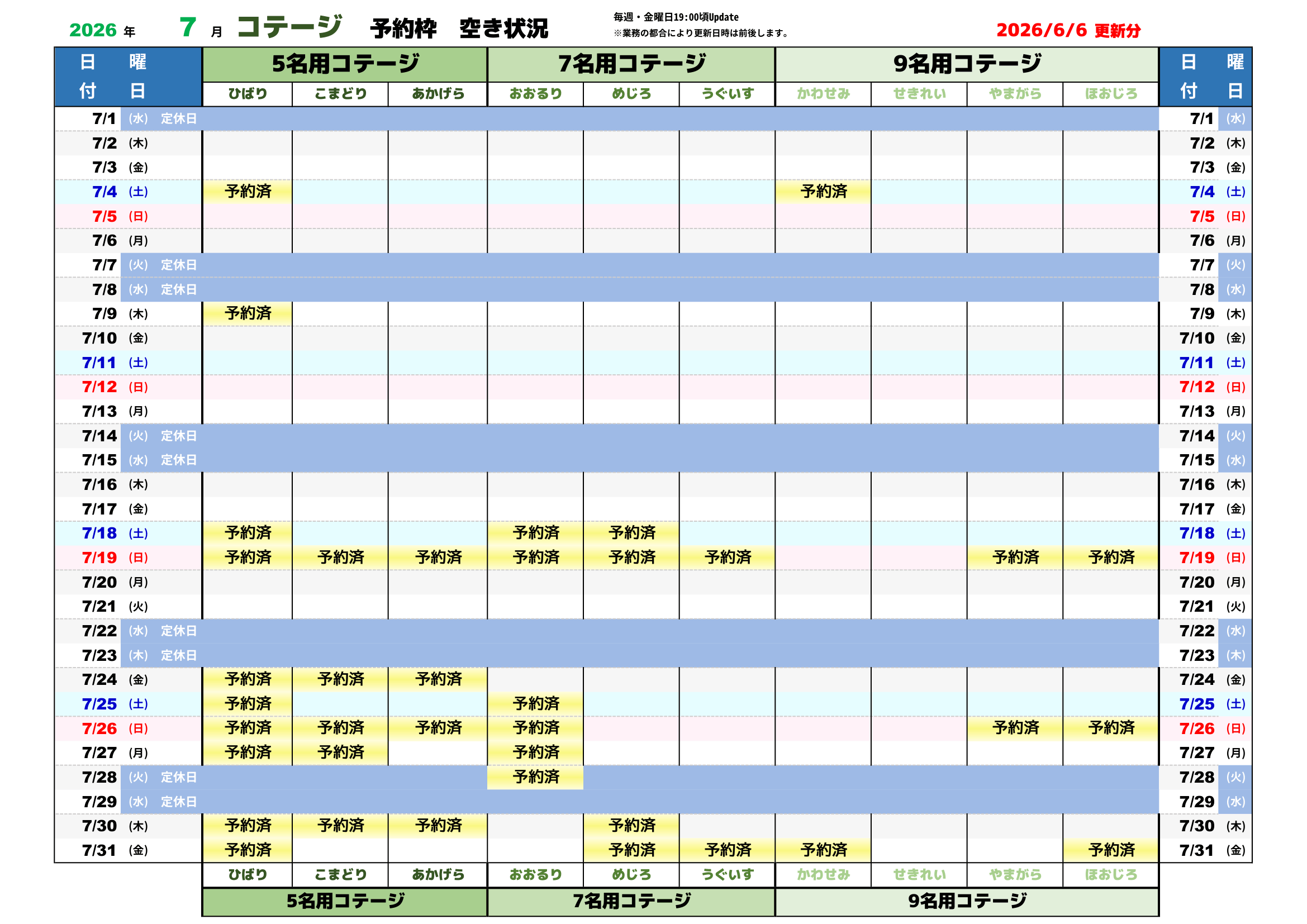 予約状況