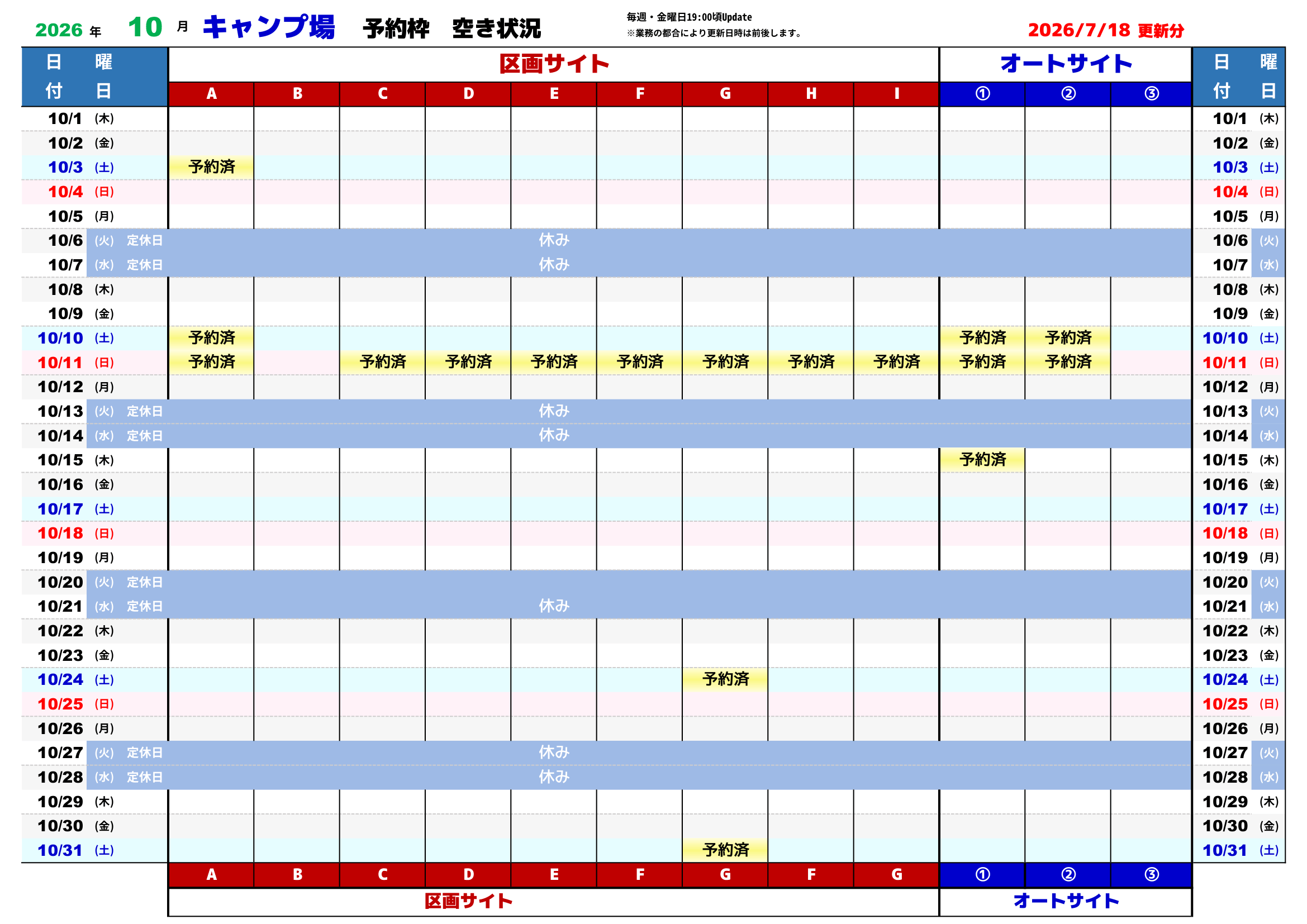 予約状況