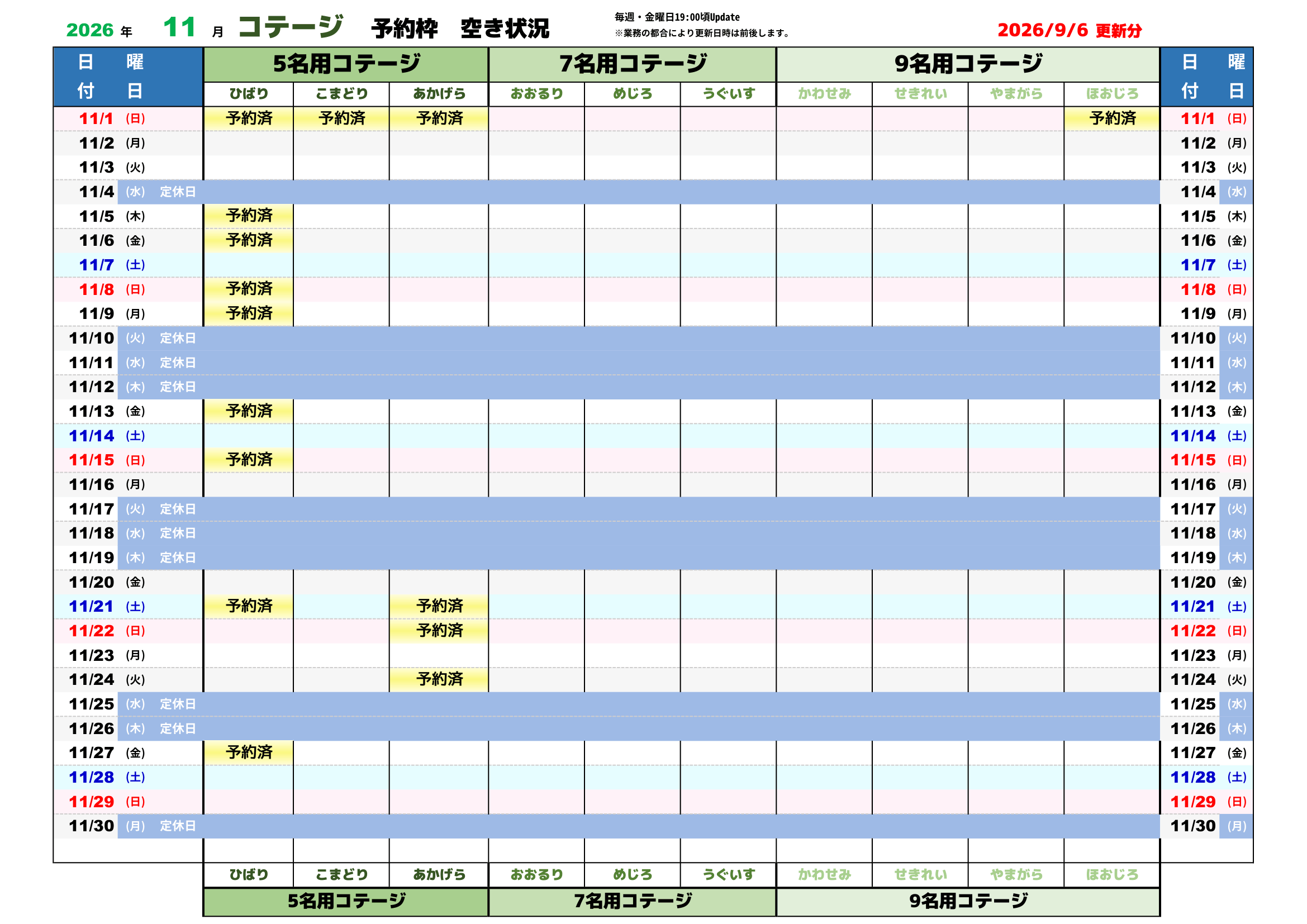 予約状況